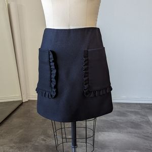 cos Felt Wool Cashmere Ruffle Pockets A Line Skirt Blue 10 preppy minimal fall